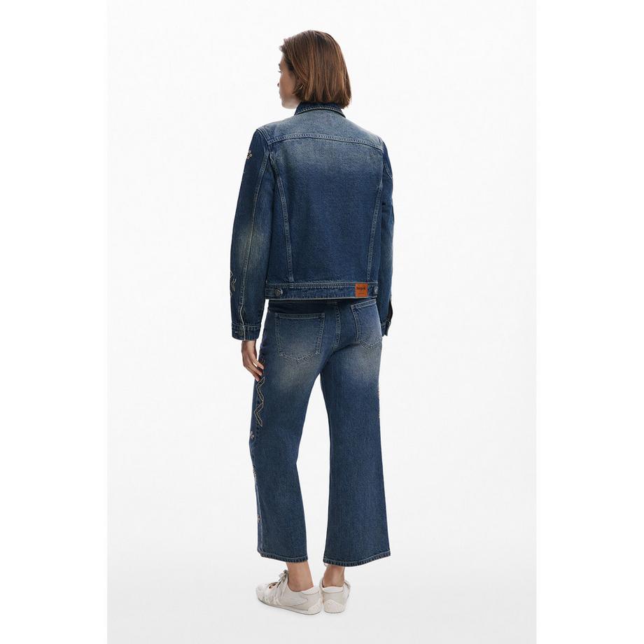 Desigual Denim Trucker Jacke mit Stickereien  
