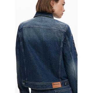 Desigual Giacca di Jeans Trucker con Dettagli Ricamati  