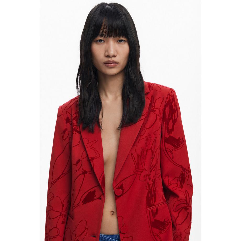 Desigual Blazer con dettagli floccati in velluto  