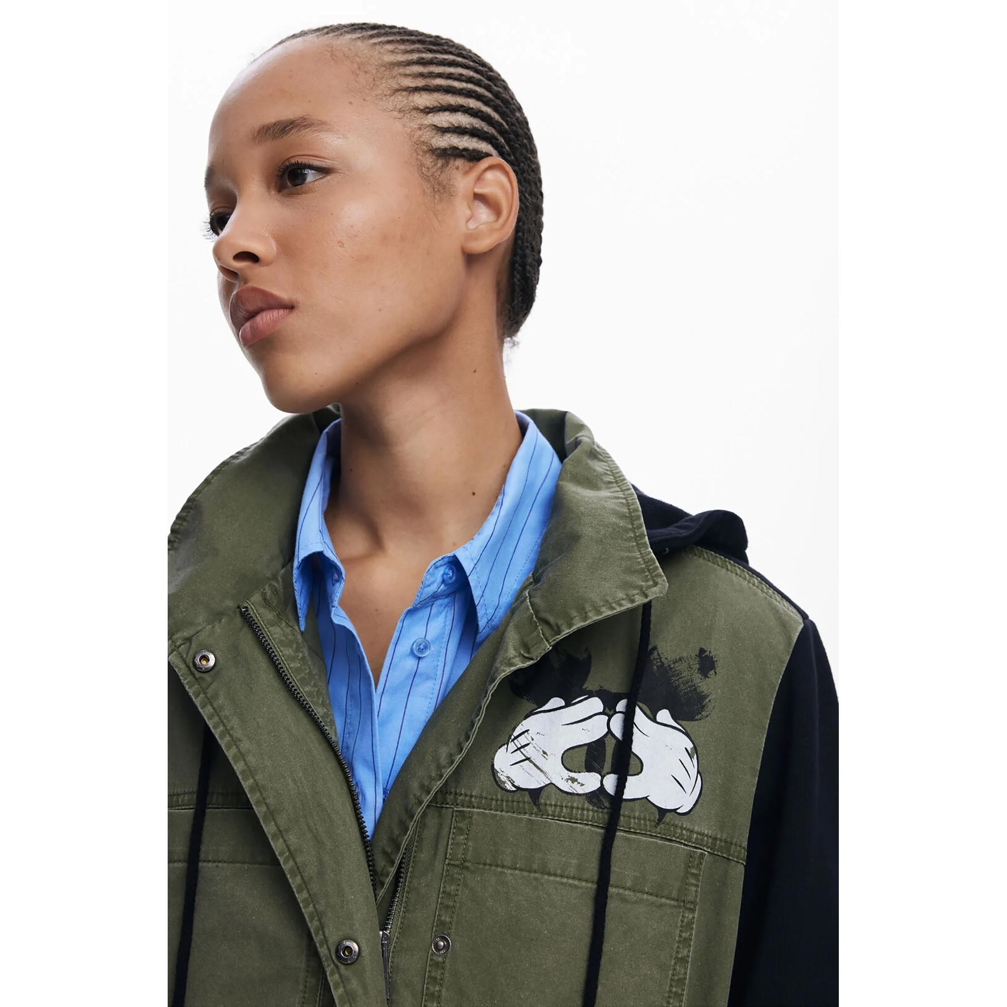 Desigual Mickey Mouse Print Parka Jacke Kapuze  