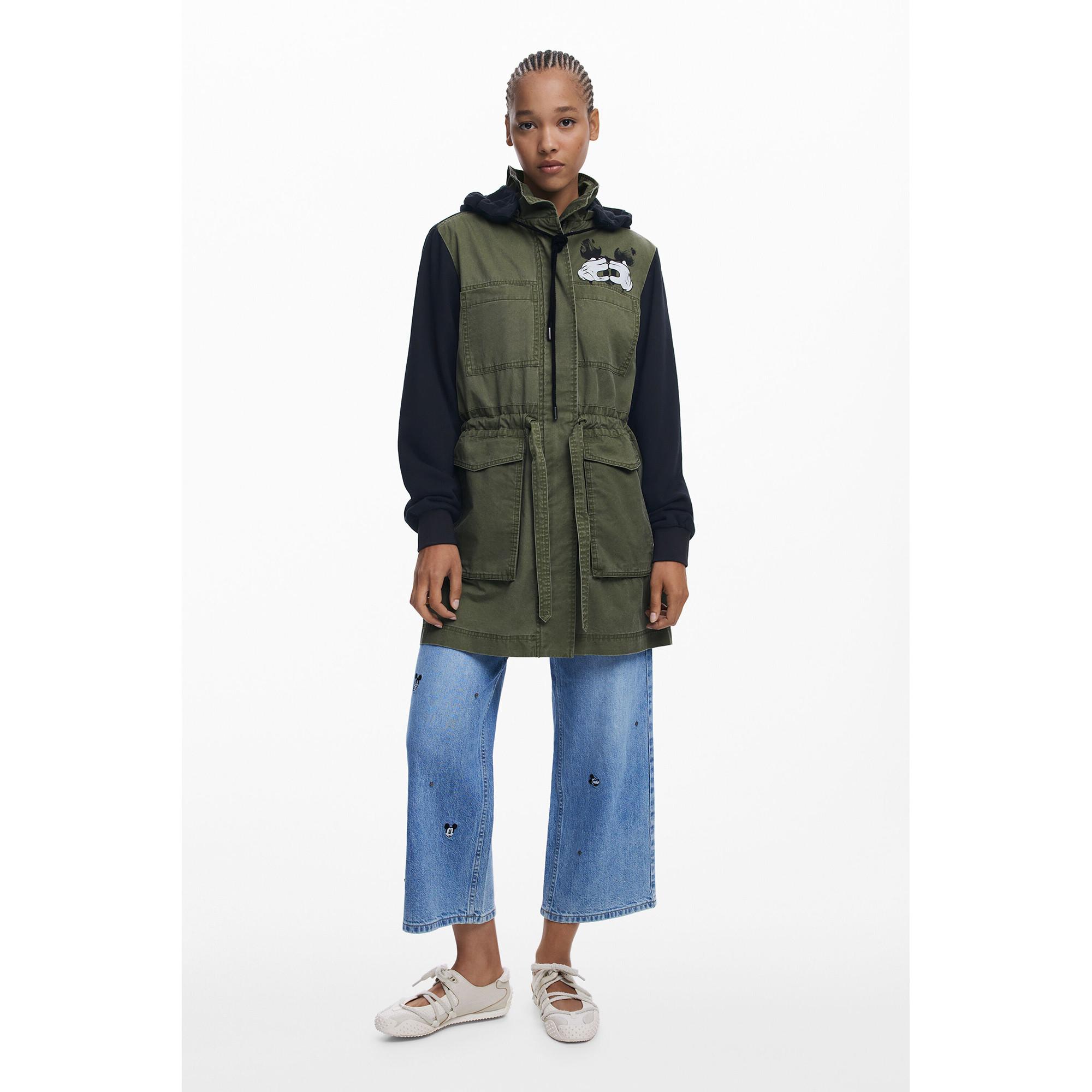 Desigual Mickey Mouse Print Parka Jacke Kapuze  