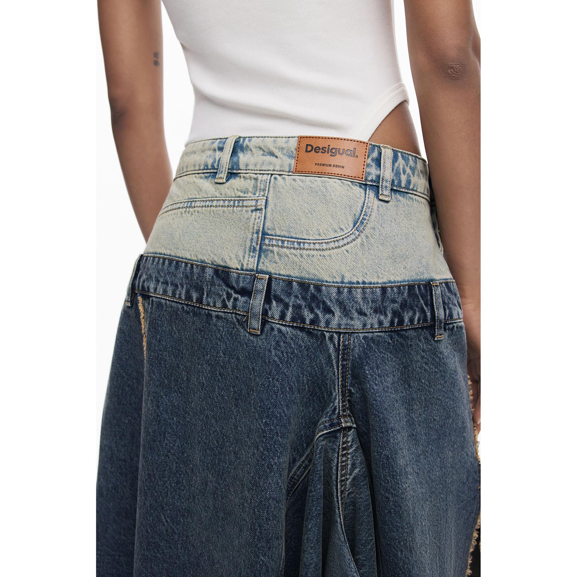 Desigual Gonna Asimmetrica Patchwork Denim  