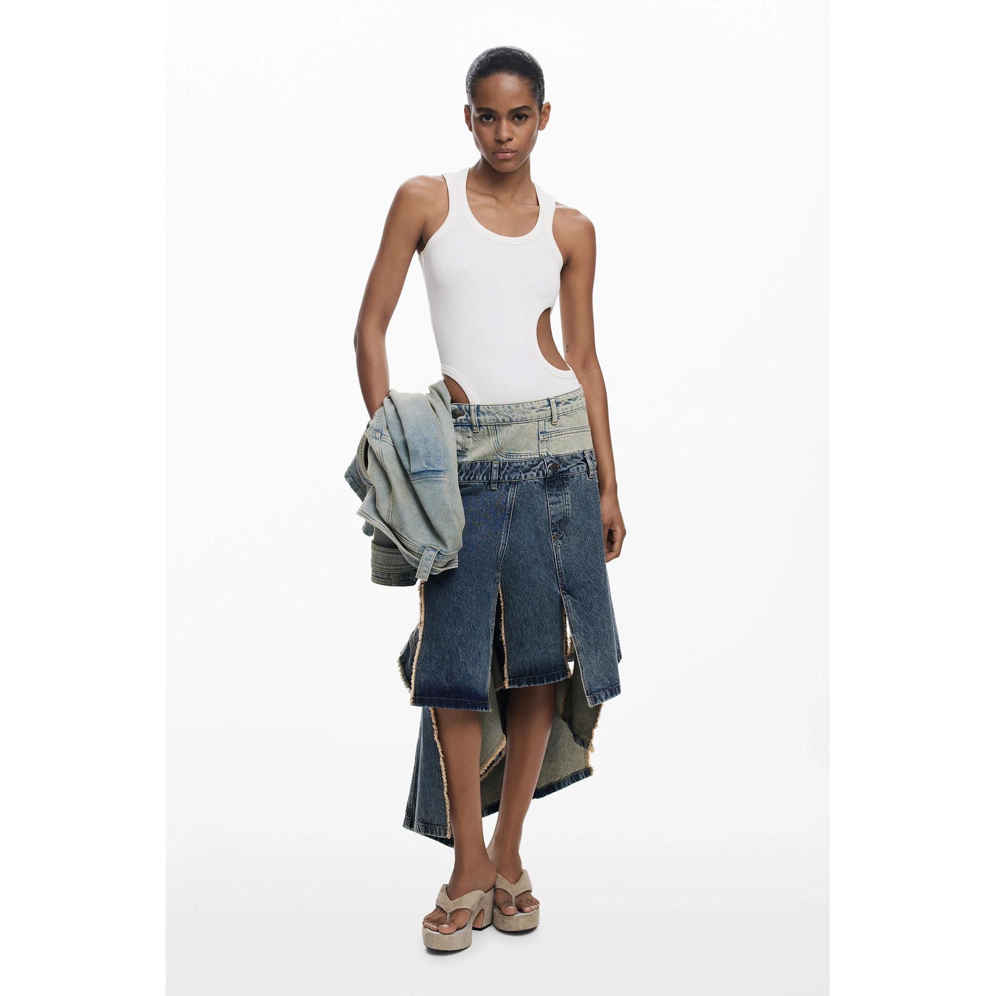 Desigual Gonna Asimmetrica Patchwork Denim  