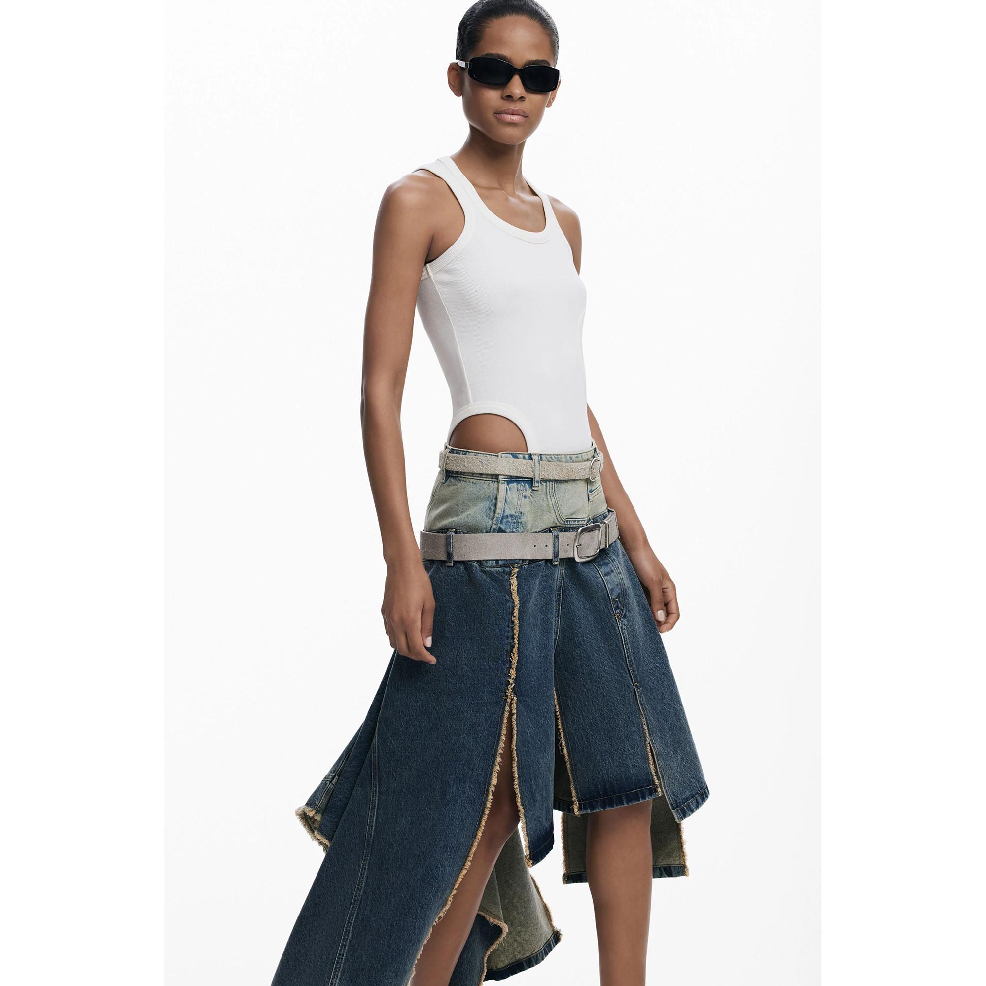 Desigual Gonna Asimmetrica Patchwork Denim  