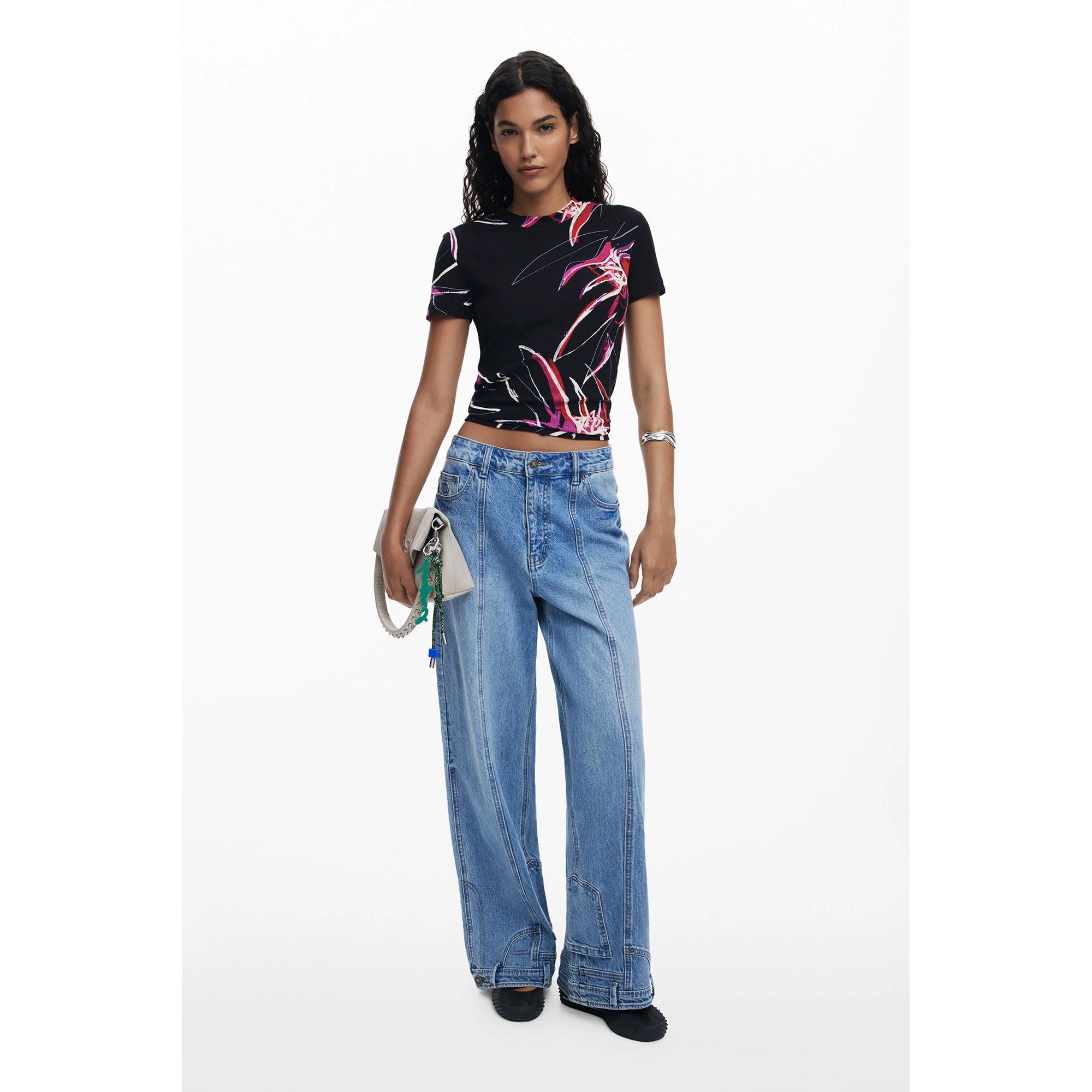 Desigual Blumenmuster Kurzarm T-Shirt  