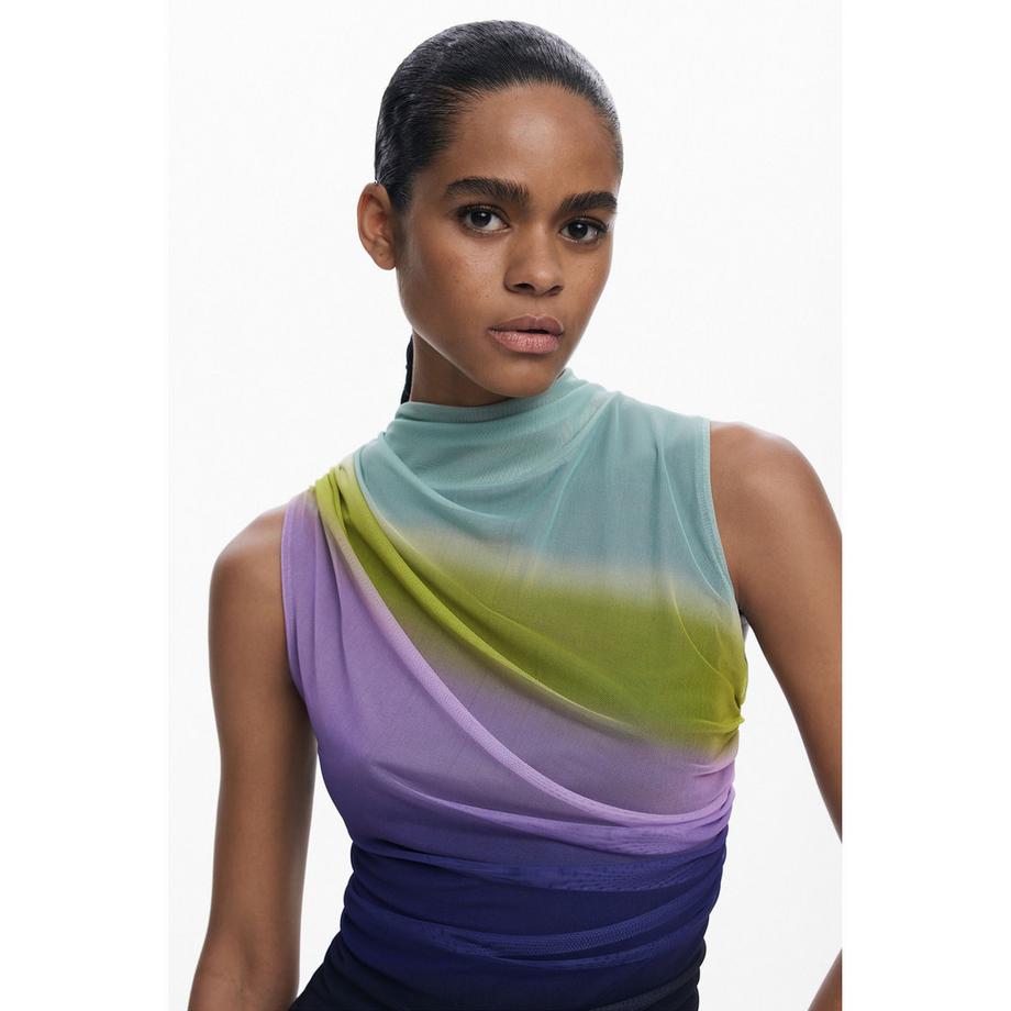 Desigual Ärmelloses Tüll T-Shirt mit Farbverlauf  