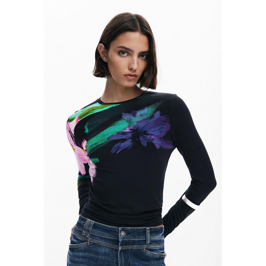 Desigual T-shirt Manches Longues Imprimé Floral  