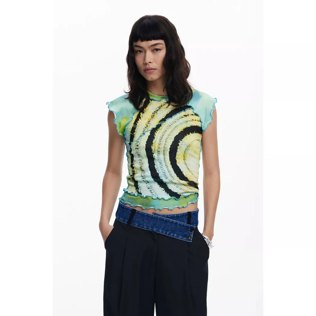 Desigual T-shirt moulant à fleurs GREEN XS female 3