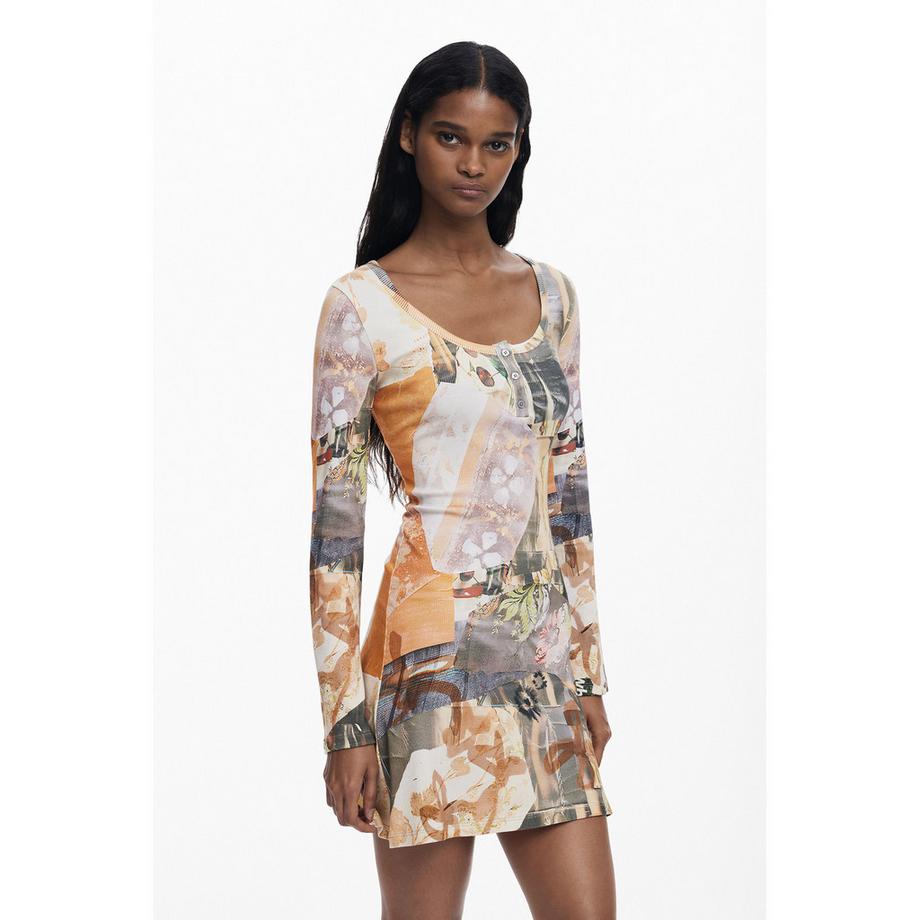 Desigual Robe Mini Imprimée Manches Longues  