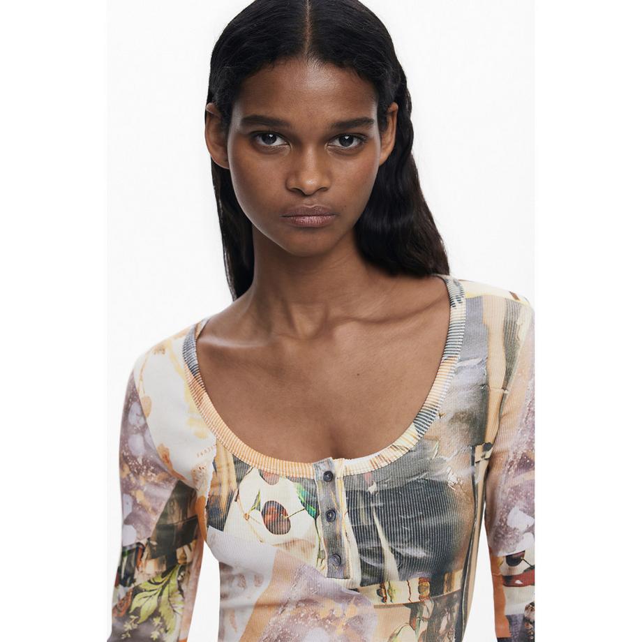 Desigual Abito Mini Stampato Maniche Lunghe  