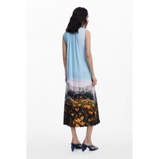 Desigual Plissiertes ärmelloses Midikleid Landschaftsdruck  