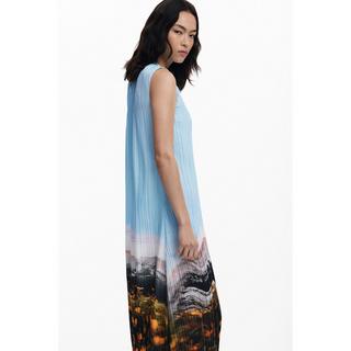 Desigual Plissiertes ärmelloses Midikleid Landschaftsdruck  