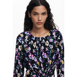 Desigual Abito Corto Maniche Lunghe Fantasia Floreale  