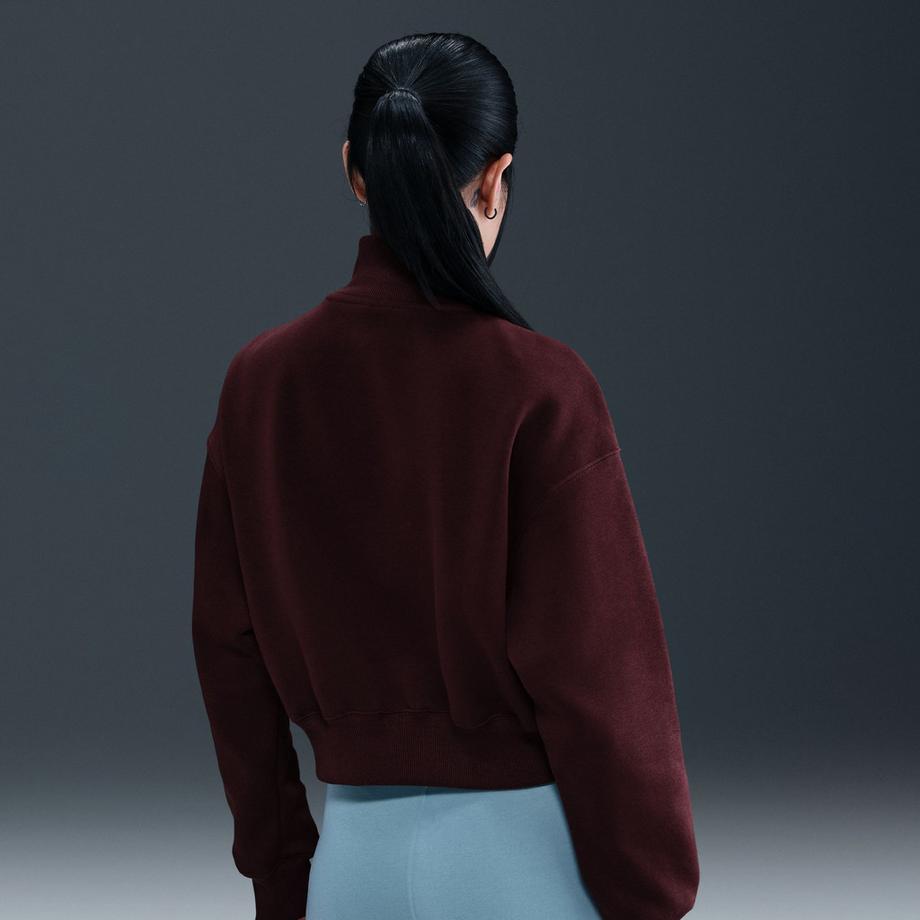 NIKE W NSW PHNX FLC QZ CROP Maglia, half-zip 