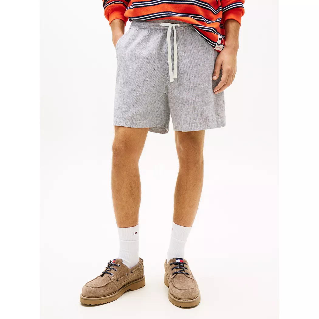 Shorts TOMMY JEANS "TJM WAFFLE BEACH", Herren, Gr. M, N-Gr, schwarz night navy, Web, Obermaterial: 60% Baumwolle, 40% Polyester, unifarben, regular fit kurz, Hosen Shorts, Regular fit mit elastischem Bund
