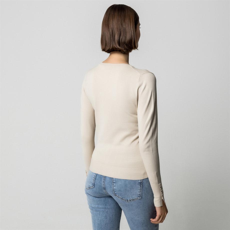 Manor Woman Maglione girocollo con bottoni decorativi  