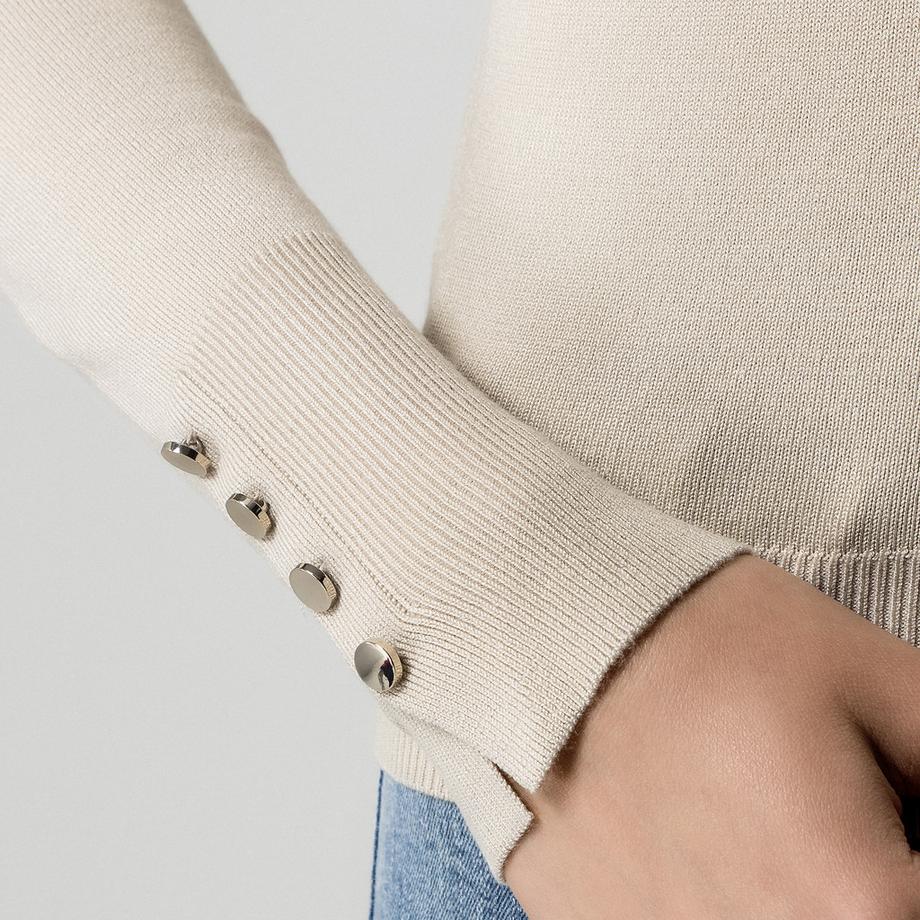 Manor Woman Maglione girocollo con bottoni decorativi  