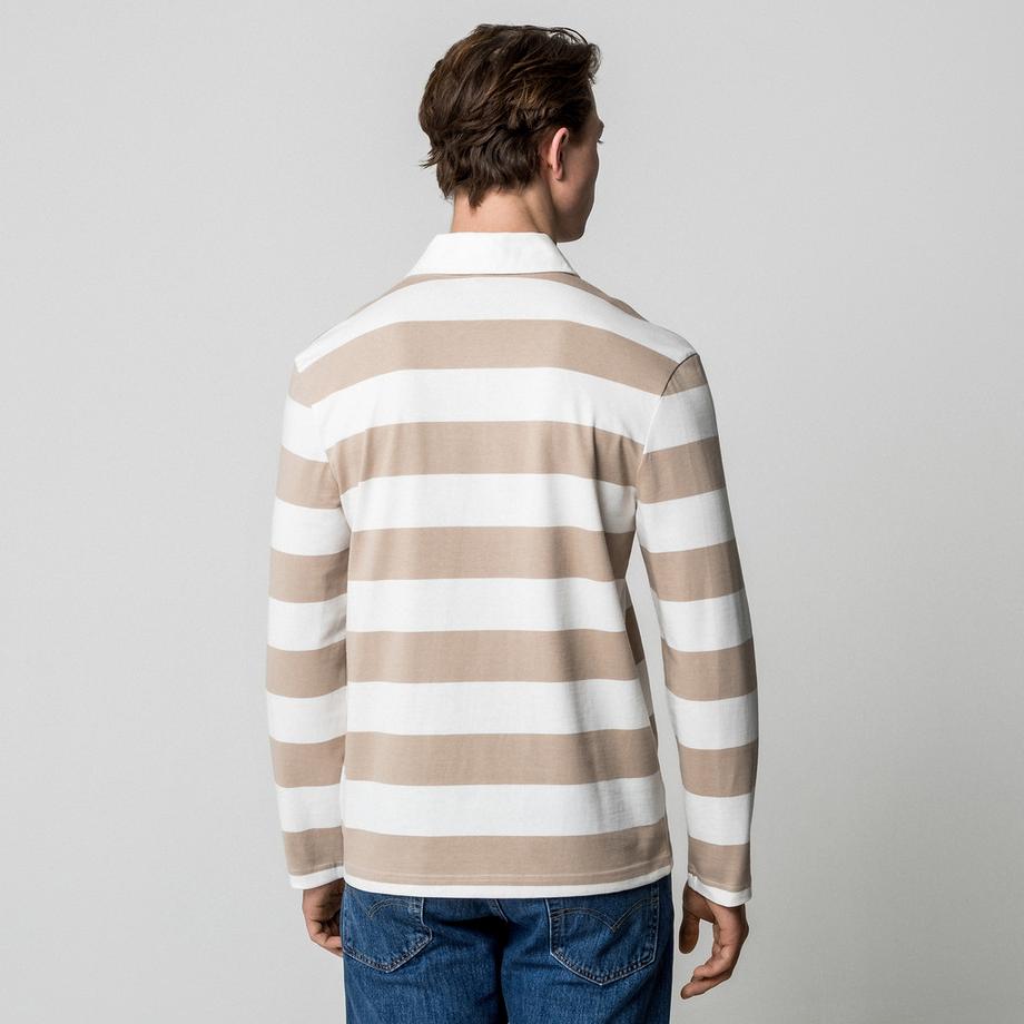 Manor Man T-shirt Polo Rayé Manches Longues Coupe Droite  
