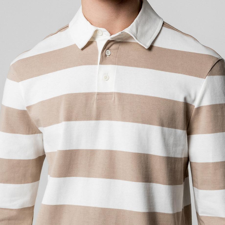 Manor Man T-shirt Polo Rayé Manches Longues Coupe Droite  