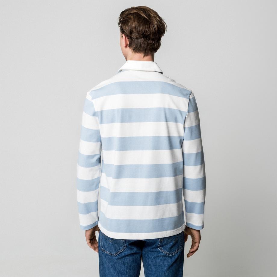 Manor Man Langarm Gestreiftes Polo T-Shirt Regular Fit  