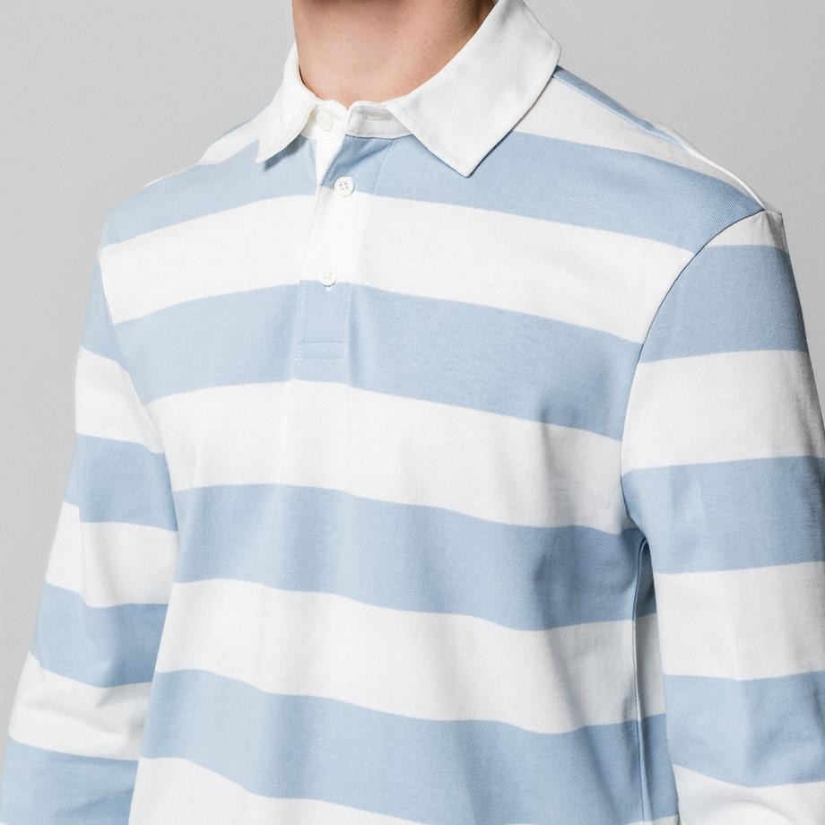 Manor Man Langarm Gestreiftes Polo T-Shirt Regular Fit  