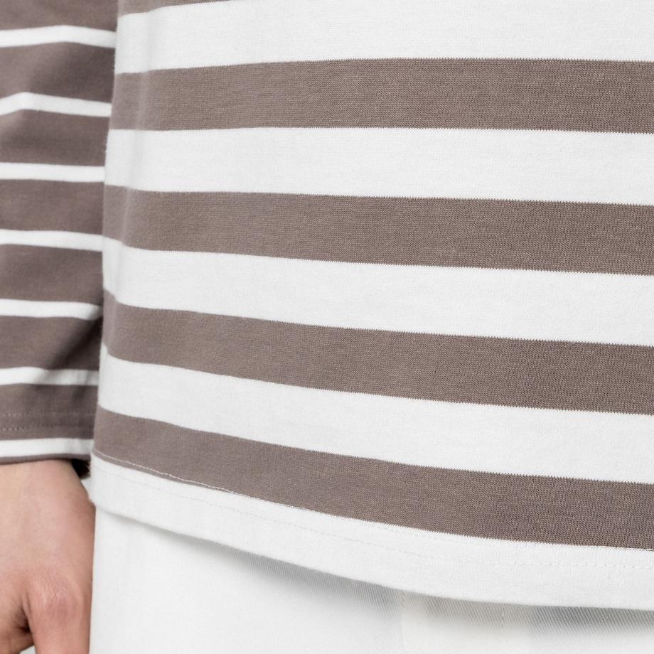 Manor Man Langarm Gestreiftes T-Shirt Regular Fit  