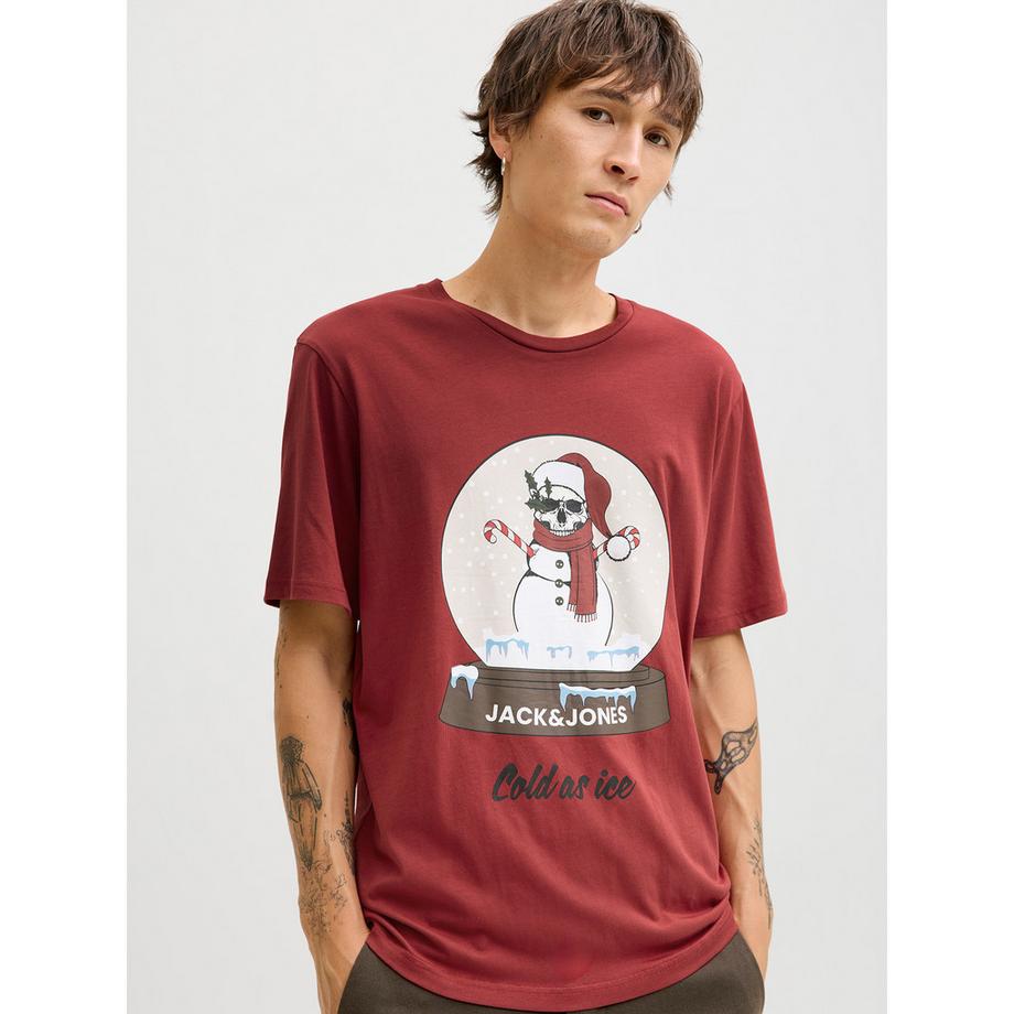 JACK & JONES T-Shirt Crâne Bonhomme de Neige Imprimé Coupe Regular  