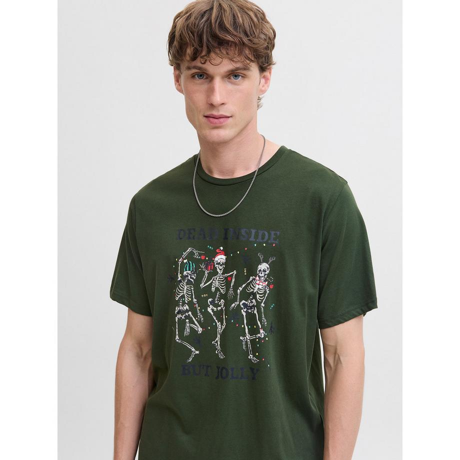 JACK & JONES T-Shirt Imprimé Crâne Bonhomme de Neige  