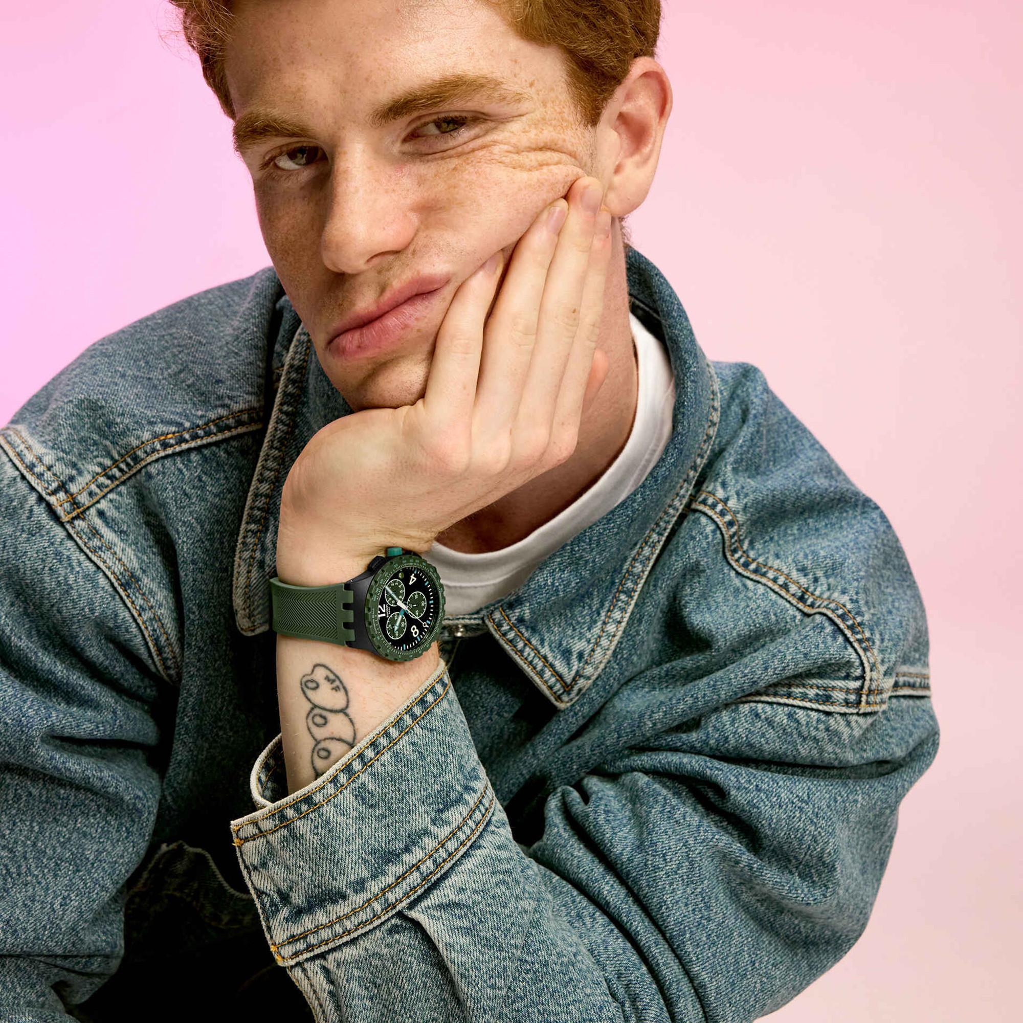 swatch OLIVE RUSH Chronograph Uhr 