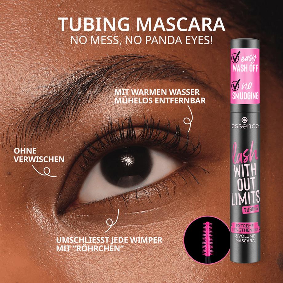 essence  lash WITHOUT LIMITS TUBING Extreme Lengthening & Volume Mascara 