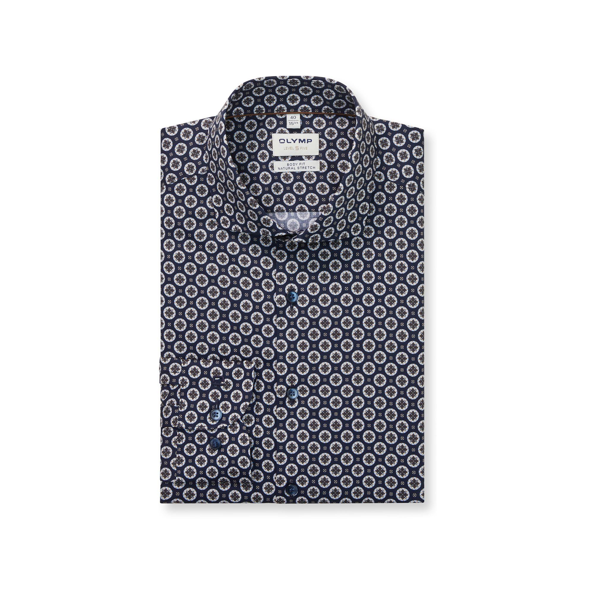 OLYMP Level Five Camicia Body Fit Stampa Floreale Digitale  