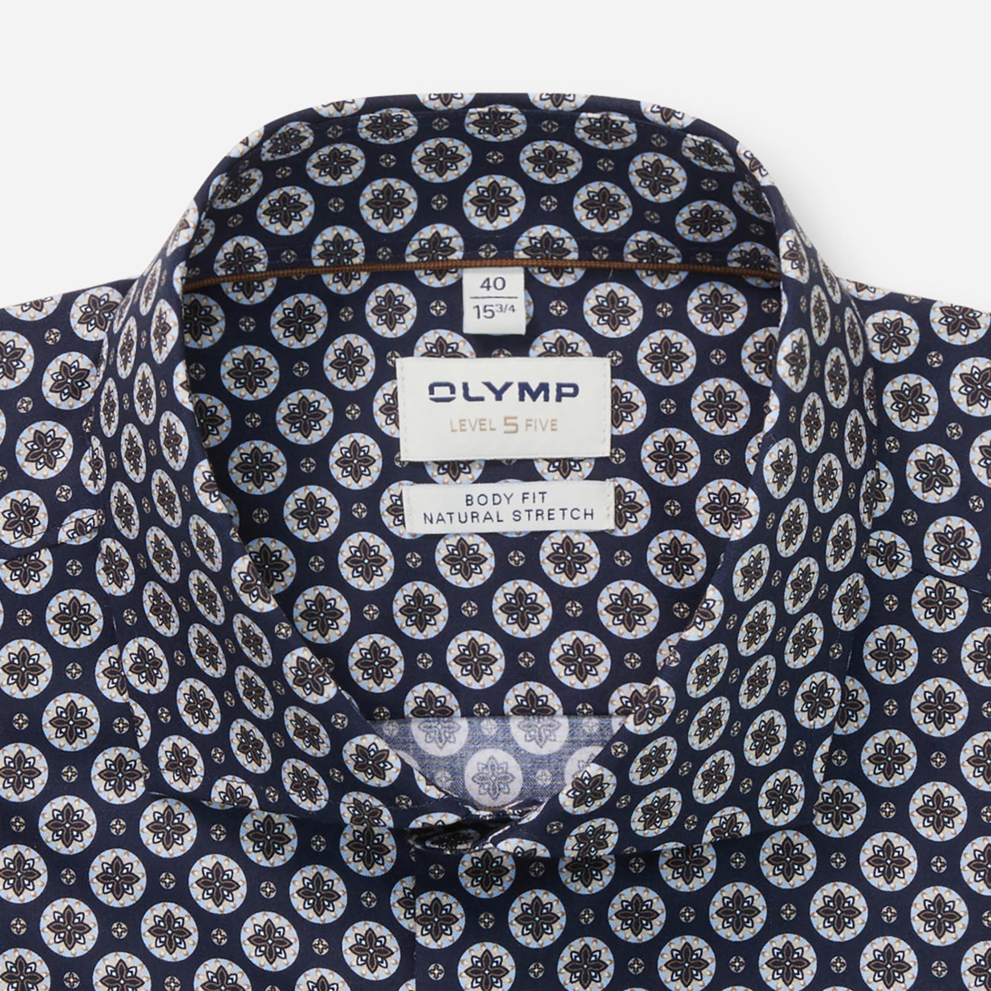 OLYMP Level Five Camicia Body Fit Stampa Floreale Digitale  