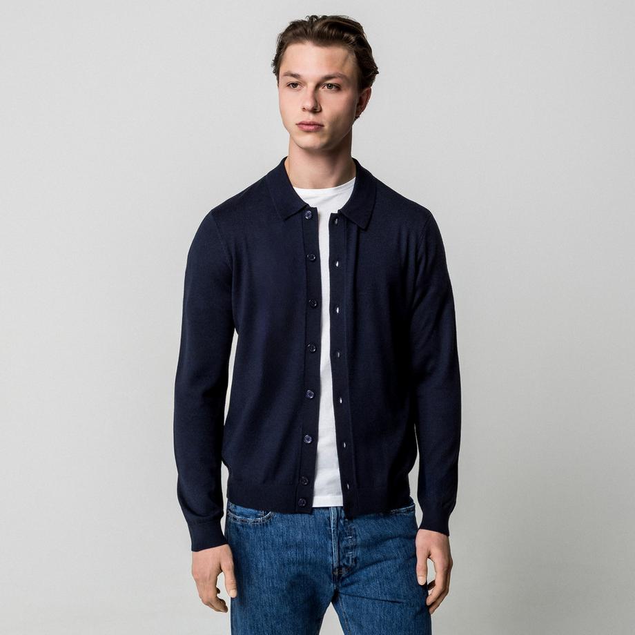 Manor Man Pull Polo Manches Longues Coupe Droite  