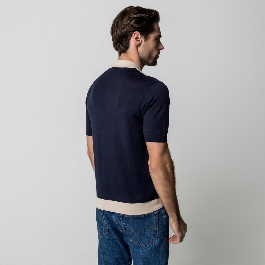 Manor Man Gestreifter Kurzarm Polo Pullover  