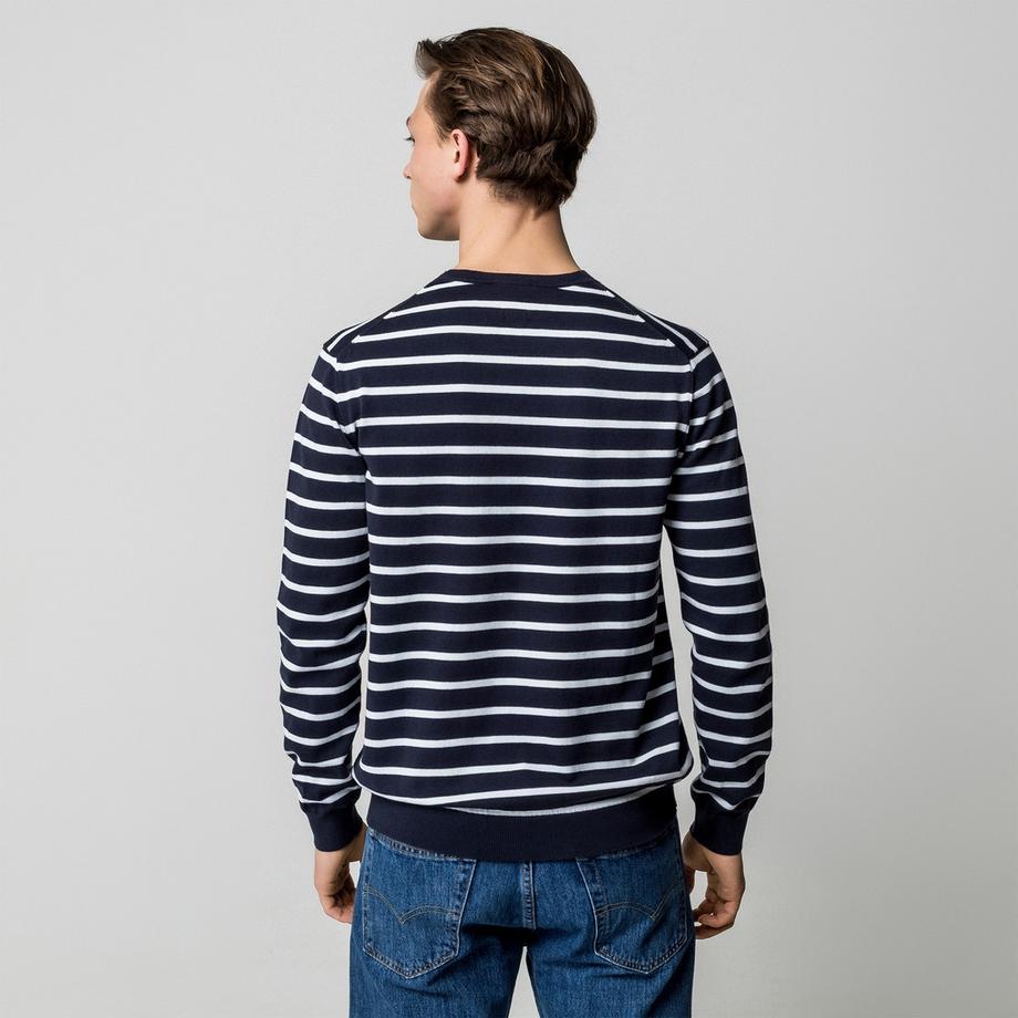 Manor Man Pull rayé à col rond  