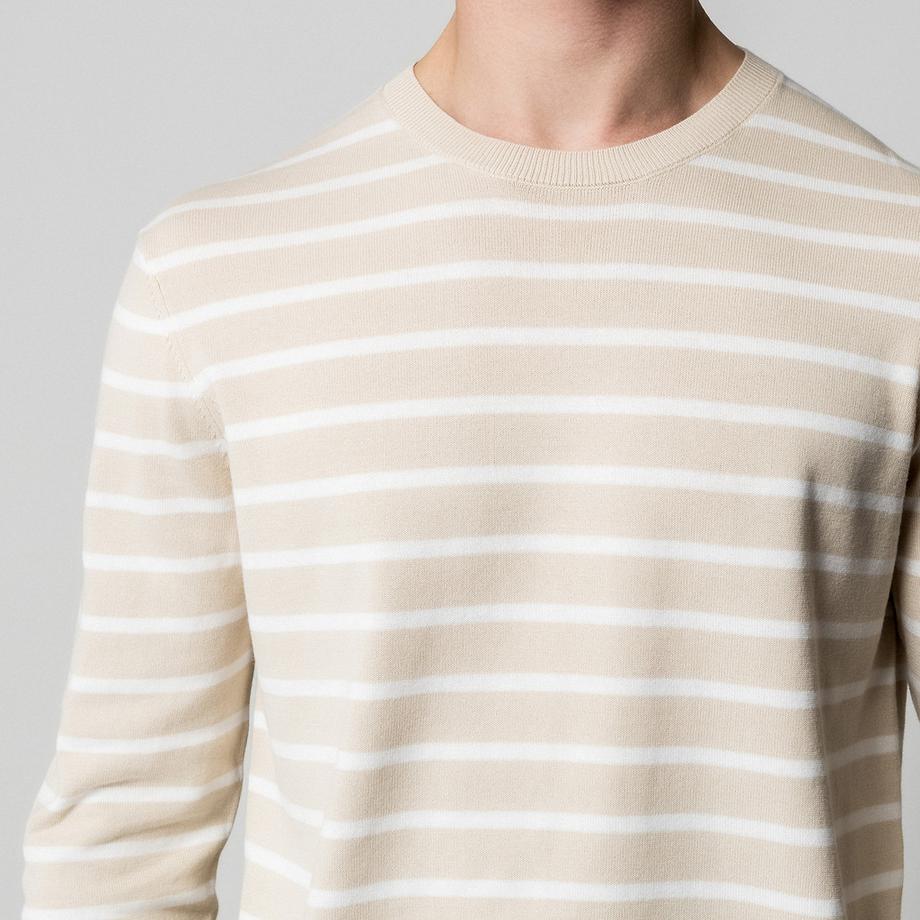 Manor Man Gestreifter Rundhals-Pullover  