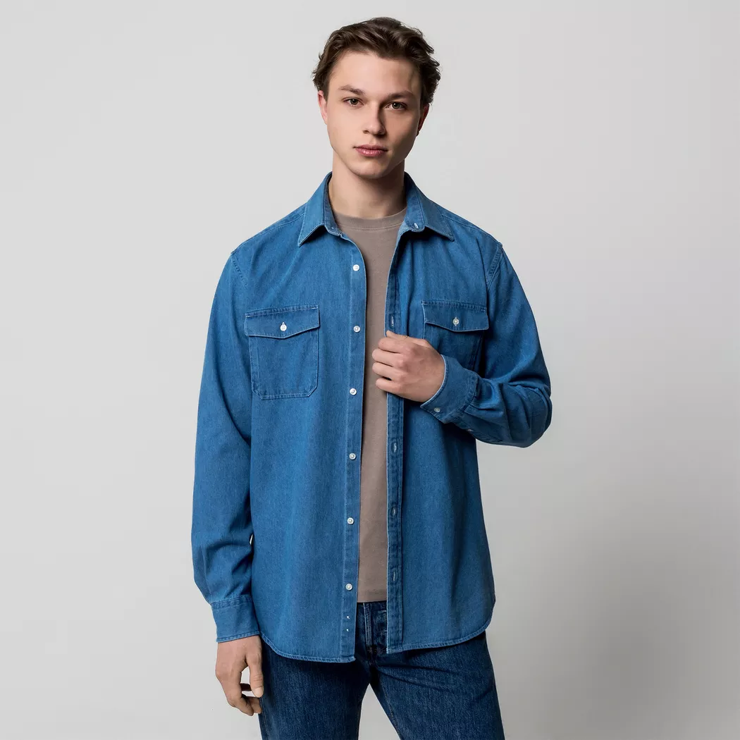 Manor Man - Hemd, für Herren, Blau Denim, Größe XL