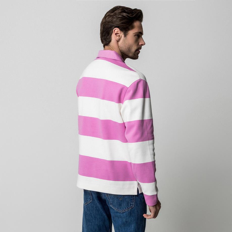 Manor Man Gestreiftes Langarm Poloshirt Regular Fit  