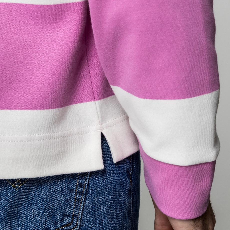 Manor Man Gestreiftes Langarm Poloshirt Regular Fit  