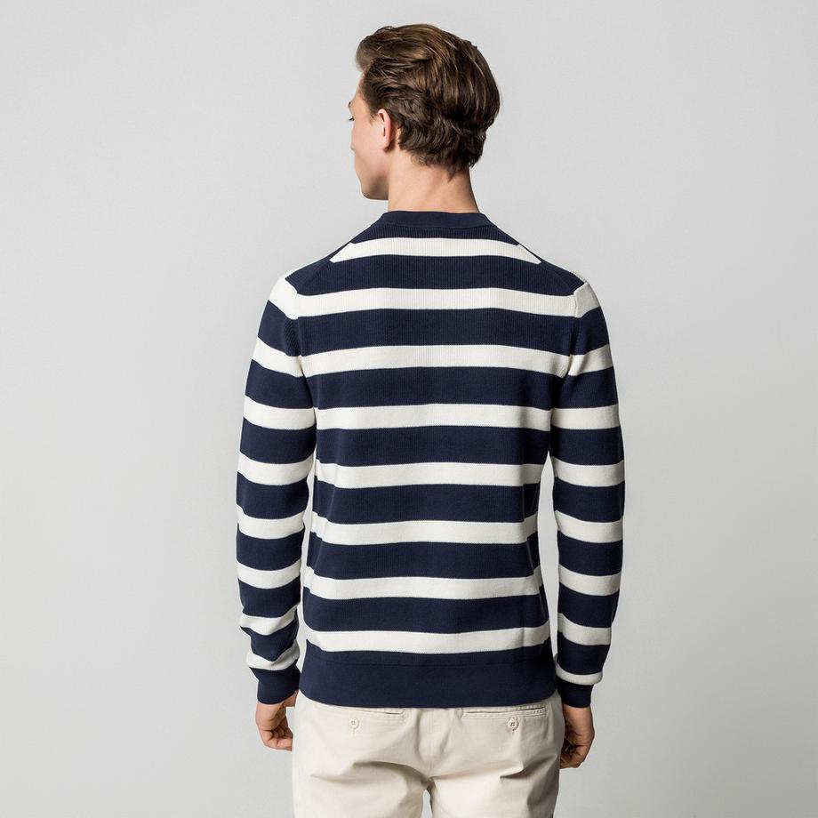 Manor Man Pull à col rond rayé  