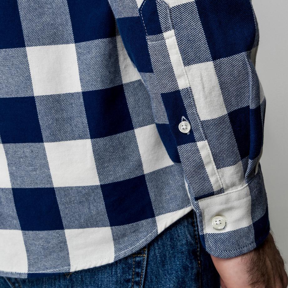 Manor Man Chemise à Carreaux Manches Longues Coupe Droite  