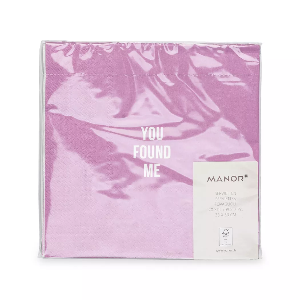 Manor - Papierservietten, 20 Stück, 33cm, Rosa