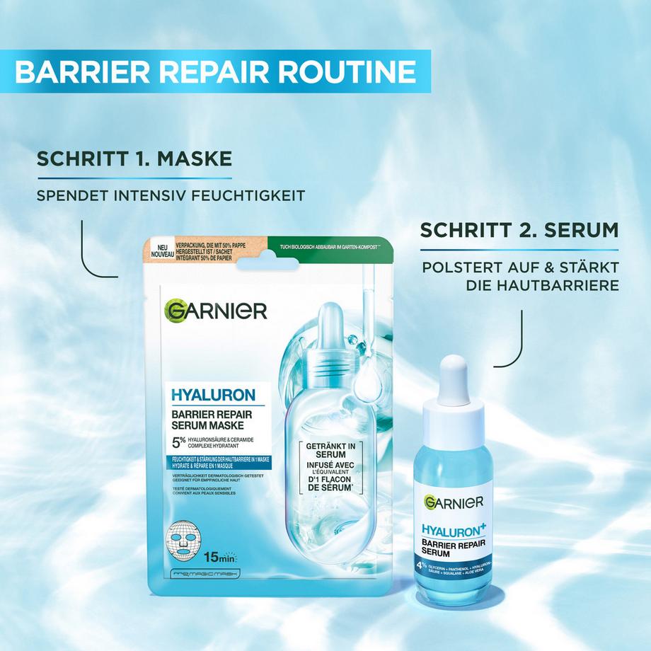 GARNIER  Hyaluron Barrier Repair Serum Maske 
