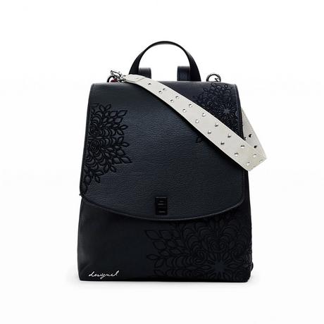 Desigual Zaino effetto scamosciato con ricamo floreale  
