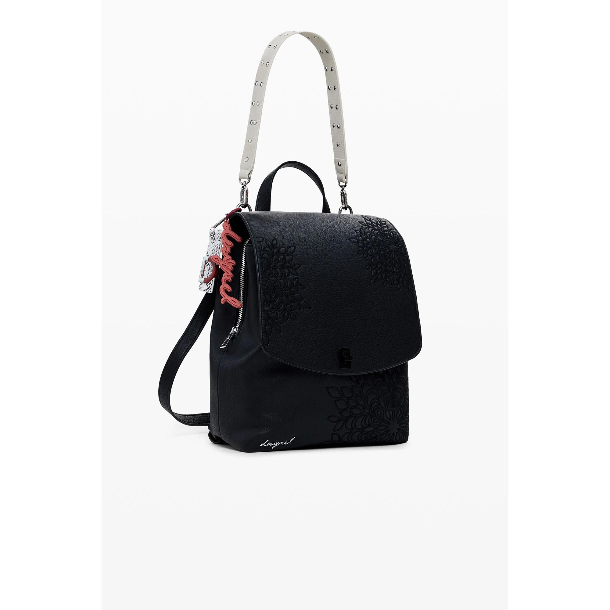 Desigual Zaino effetto scamosciato con ricamo floreale  