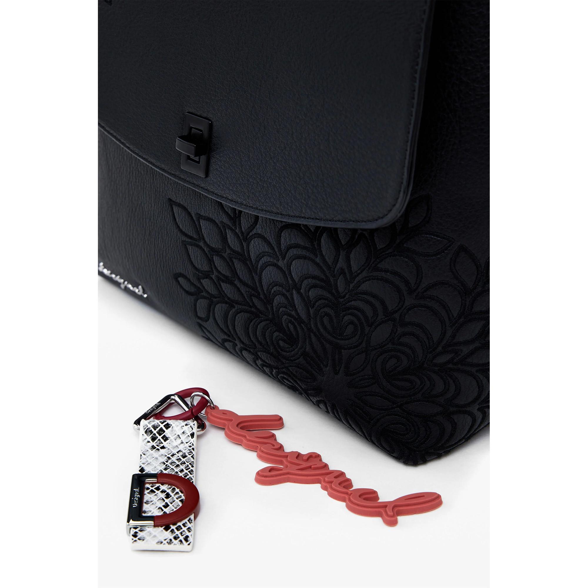 Desigual Zaino effetto scamosciato con ricamo floreale  