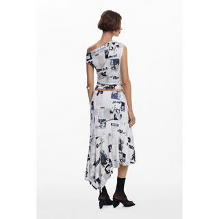 Desigual Gonna Asimmetrica Stampa Giornale  