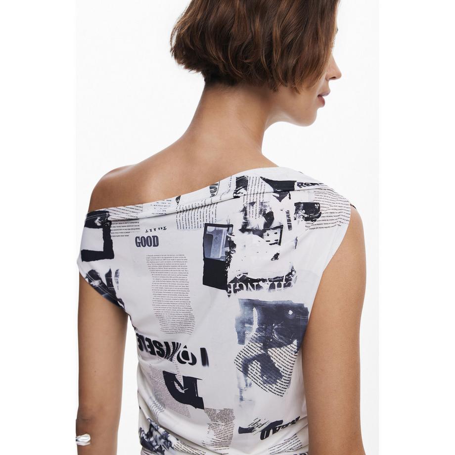 Desigual T-shirt sans manches imprimé journal  