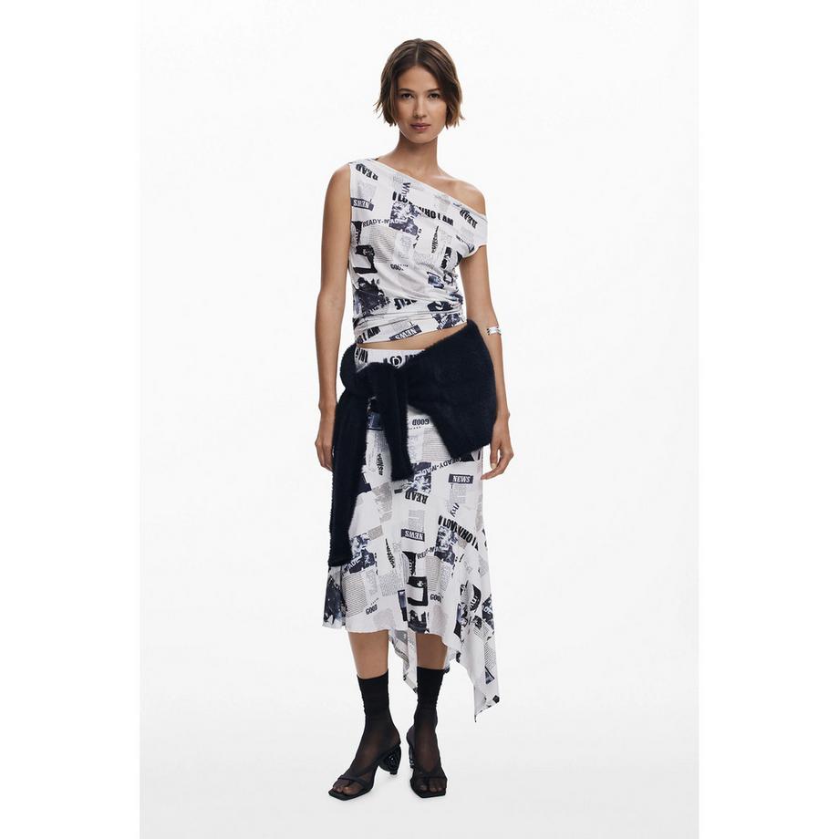 Desigual T-shirt sans manches imprimé journal  