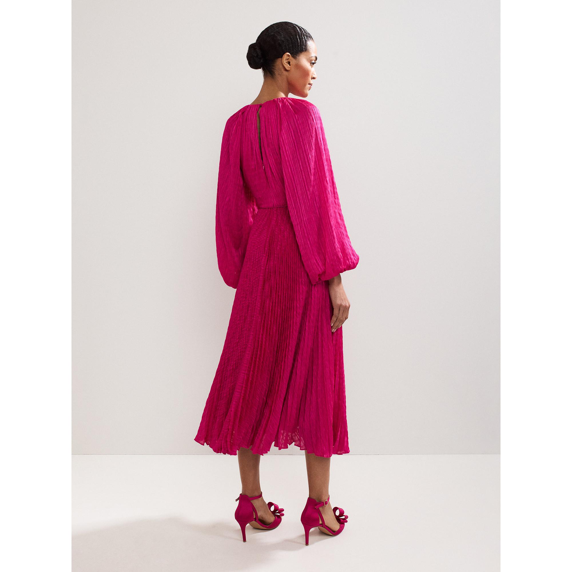 Phase Eight Plissiertes Ballonärmel Midikleid  